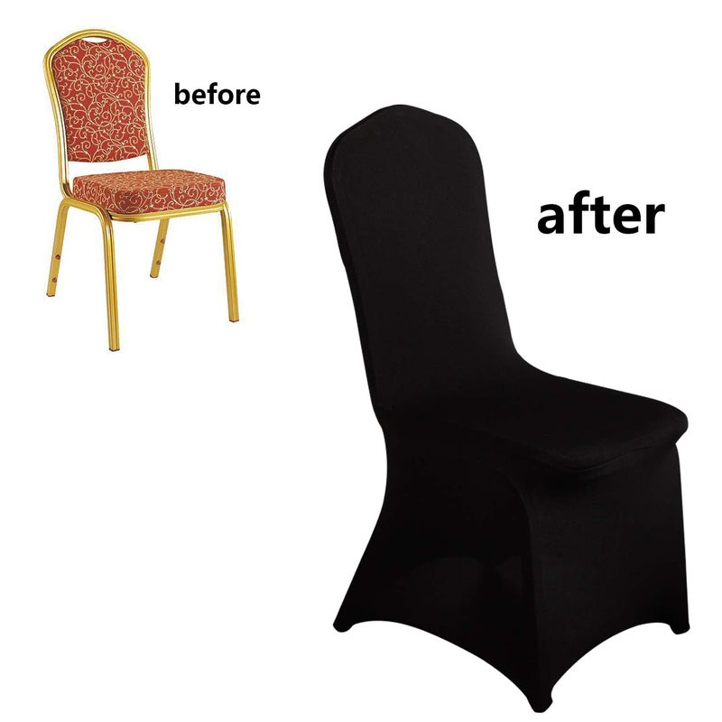 LZY 20pcs Spandex Chair Cover Stretch Slipcovers for Wedding Party, Dining Banquet Chair Decoration Covers (Black, 20) - Image 4